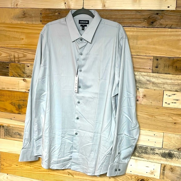 Express 1MX size XXL Slim gray button down dress shirt easy care quick dry - Picture 1 of 7